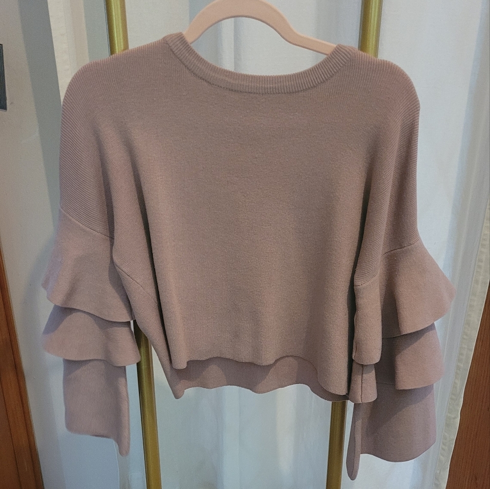 POOF pink tiered bell sleeve sweater